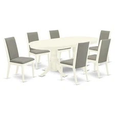 East West Furniture Vancouver 7-piece Wood Kitchen Table Set in Linen White