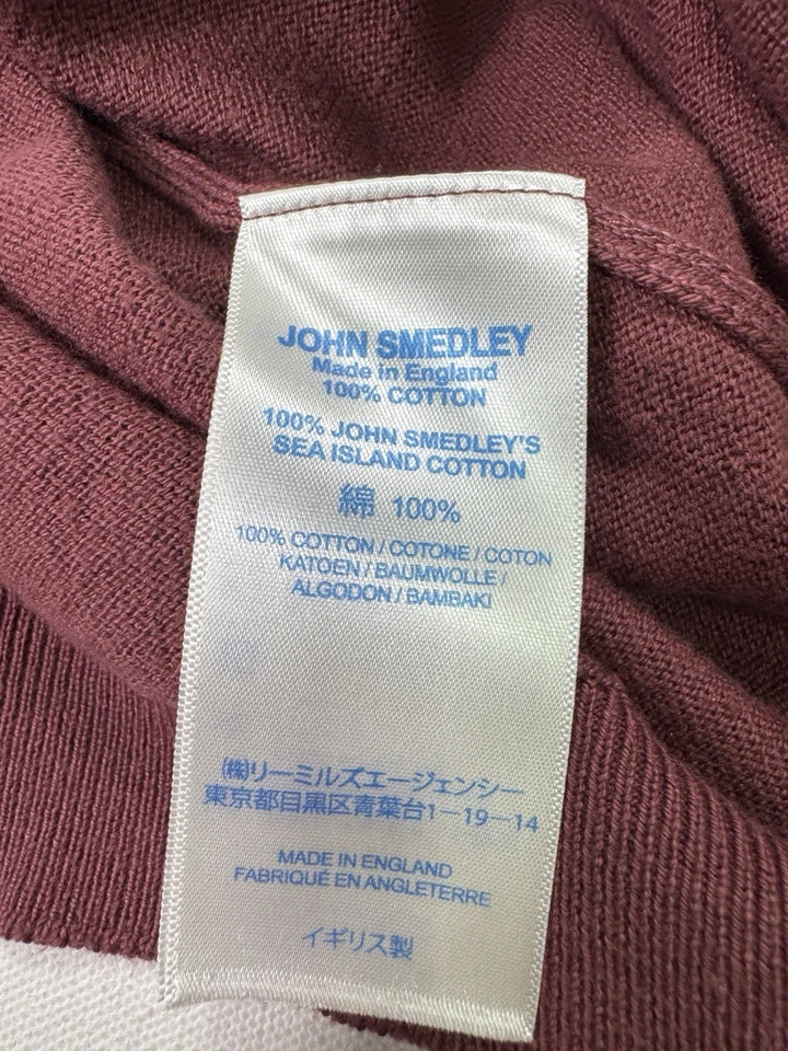 Suéter John Smedley Para Hombre Mediano Rosa Sea Island Algodón Manga Larga Cuello en V Foto 4 de 4
