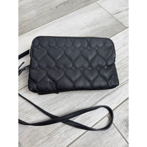 Borsa a tracolla Betsey Johnson nera trapuntata cuore fiocco borsa a tracolla - Foto 3 di 7