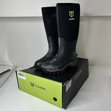 TIDEWE Rubber Neoprene Boots Men's 8 / Women's 9 Waterproof Sturdy Black