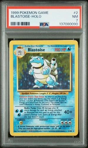 1999 POKEMON BASE SET UNLIMITED #2 BLASTOISE-HOLO PSA 7