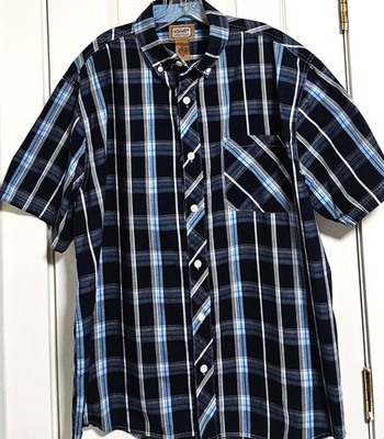C. E. Schmidt Work Wear Men's Size XL Shirt Blue Plaid Short Sleeve Button Down
