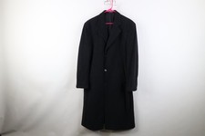Vintage 90s Chaps Ralph Lauren Mens 42R Cashmere Overcoat Jacket Charcoal Gray