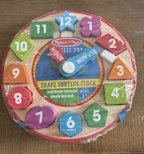 Melissa and Doug Shape Sorting Clock Classic Wooden Toy NWT