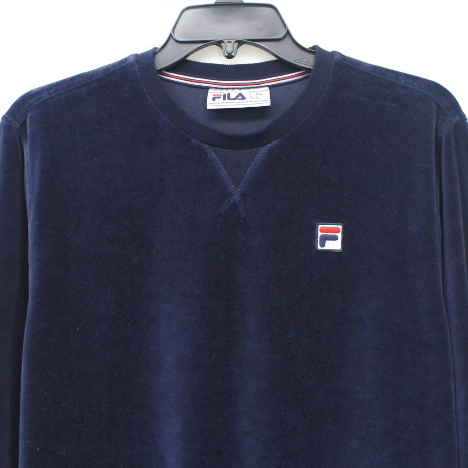 FILA Terciopelo Cuello Barco Top Pullover Manga Larga Estilo Informal Unisex Talla 48 Foto 2 de 4