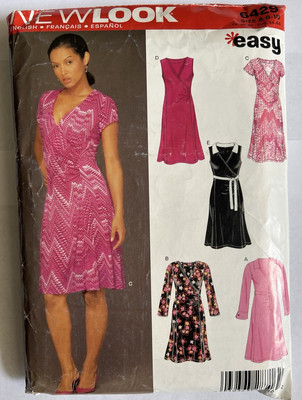 New Look 6428  Pattern Easy Faux Wrap Dress with Sizes 8-18 UNCUT