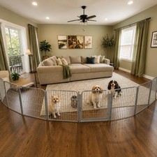 Wide Adjustable Dog Gate w Door   24 Tall  Up to 176 Wide 8 Panel Indoor Pet