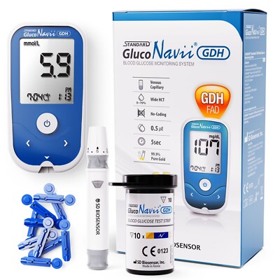 GlucoNavii Blutzuckermessgerät Blutzuckermessgerät Testset für Diabetes +50 Streifen