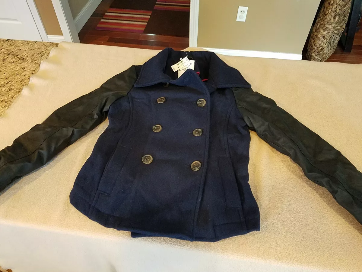 Peacoat with hotsell leather sleeves womens