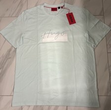 Hugo Boss Men  s Logo T-Shirt Light Blue White XL New
