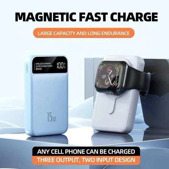 Magnetic Power Bank 10000mAh, 3-in-1 Wireless Portable Charger with LCD Display - Image 2 of 4