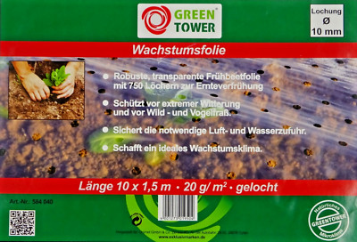 Green Tower Wachstumsfolie Frühbeet Folie Pflanzen Garten transparent 10 x 1,5 m
