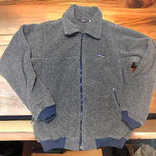 Patagonia Fleece Jacket Mens M Gray Blue Full Zip Vintage 80s 25011 USA
