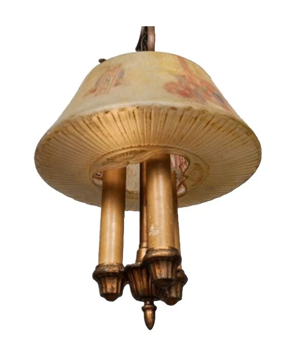 Оригинальная люстра в стиле ар-деко из расписного стекла и железа для подвесного зала - Изображение 3 из 4