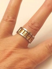 Silber & Rotgold Ton Spinner Band Ring Größe N 1/2 9 mm GESCHENK ETUI