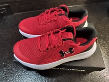 Under Armour Boys Surge 4 AC Red Running Shoes Sneakers Size: 5Y 3027103-600 