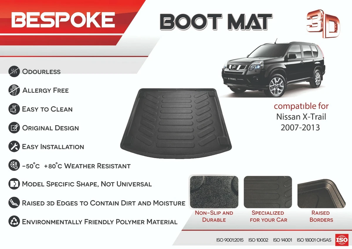 Fits Nissan X TRAIL T31 07 2013 Tailored Rubber Boot Liner Fitted