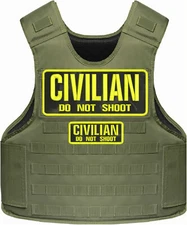 CIVILIAN DO NOT SHOOT EMBROIDERY PATCH 4X10 AND 2X5  VELCR@ ON BACK YEL BLACK MU