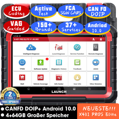 LAUNCH X431 PRO ELITE OBD2 Diagnosegerät ALLE SYSTEM Programming ECU Coding