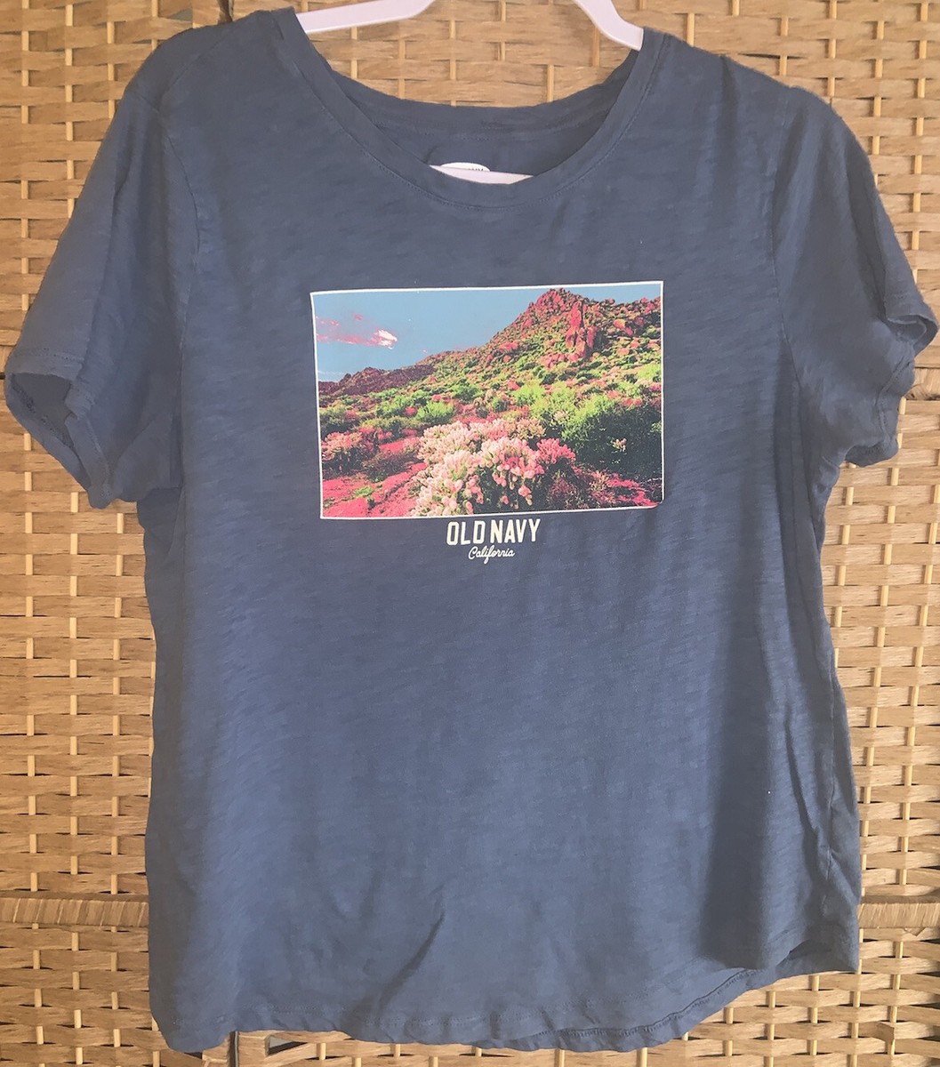 Old Navy Womens California T-Shirt Everywear Size Large Light Blue