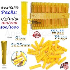 10/1000x Wall Fixing Plugs Screws Concrete Raw Brick Stone Plasterboard 5/6/8mm