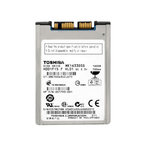 Disque Dur TOSHIBA MK1633GSG 160GB 5.4K 16MB microSATA 1.8'' 601793-001 - Afbeelding 3 van 3