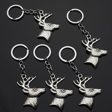 5x PCS Lot - Large Deer Buck Head Antler - Sportsman Hunting Hunter Keychain