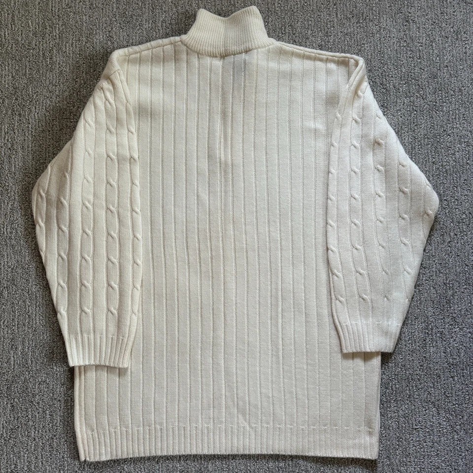 Liz Claiborne Large Cable Knit Sweater Pullover Tan Button Collar Merino Wool - Image 3 of 4