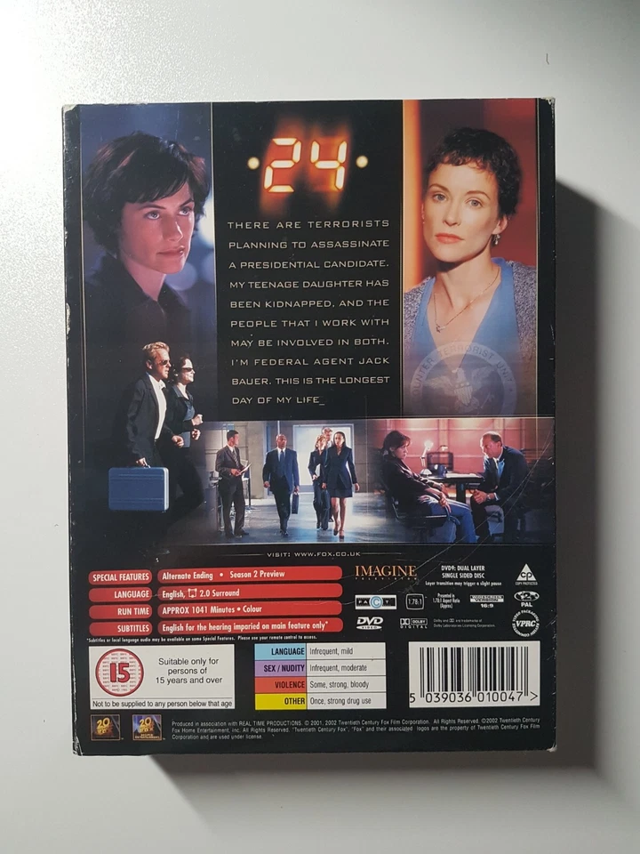 24 DVD Box Set Season 1 Kiefer Sutherland Action Drama Region 2 + Free Postage - Image 3 of 3