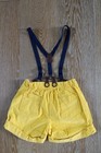 Mini Boden Girls Yellow Corduroy Shorts with Removable Suspenders Size 8 EUC — photo 5