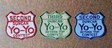 3 Vtg DUNCAN YO-YO Second / Third AWARD Embroidered Contest PATCHES - 1970's