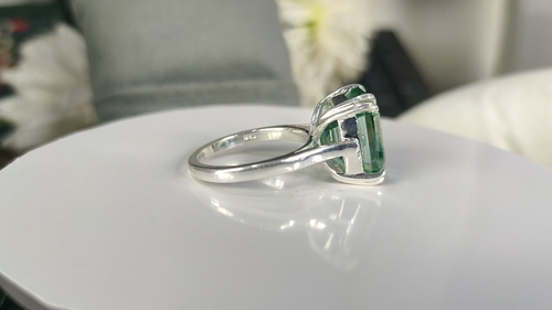RARO 9,00 quilates corte esmeralda certificado diamante azul anillo solitario... - Vídeo 1 de 1