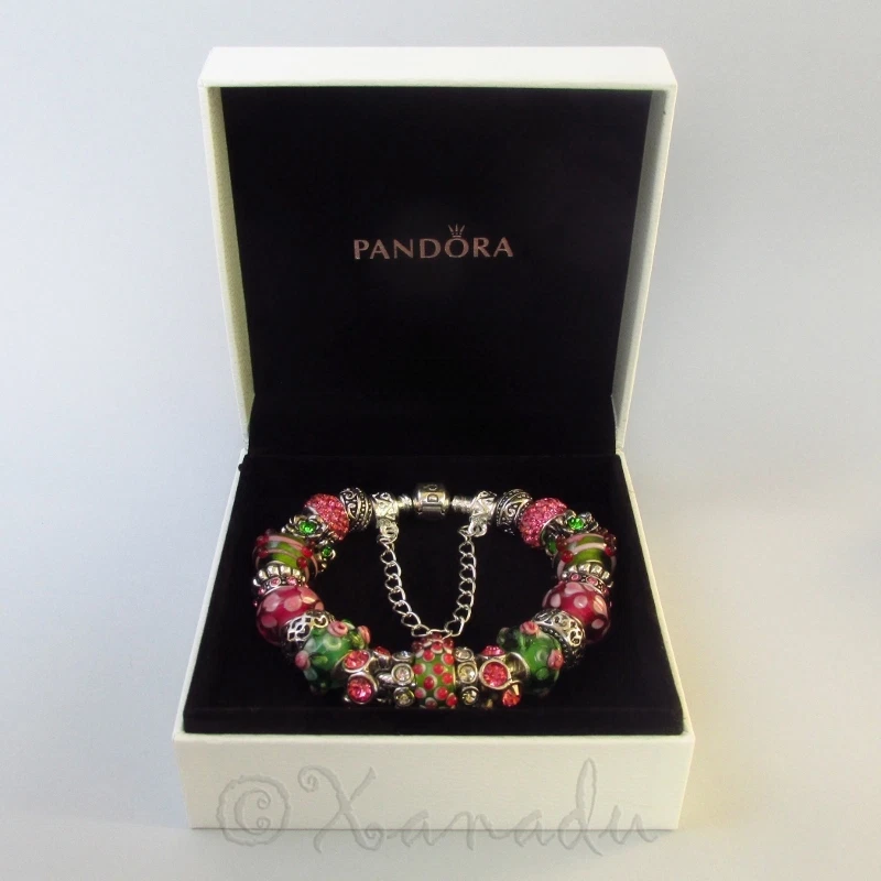 正品 Pandora 手镯 - 纯银手链 带 Artisan Murano 玻璃珠 — 第 4/4 张图片