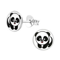Panda Ohrringe 925 Silber - Kinder MäDchen PandabäR Ohrstecker Kinderohrringe