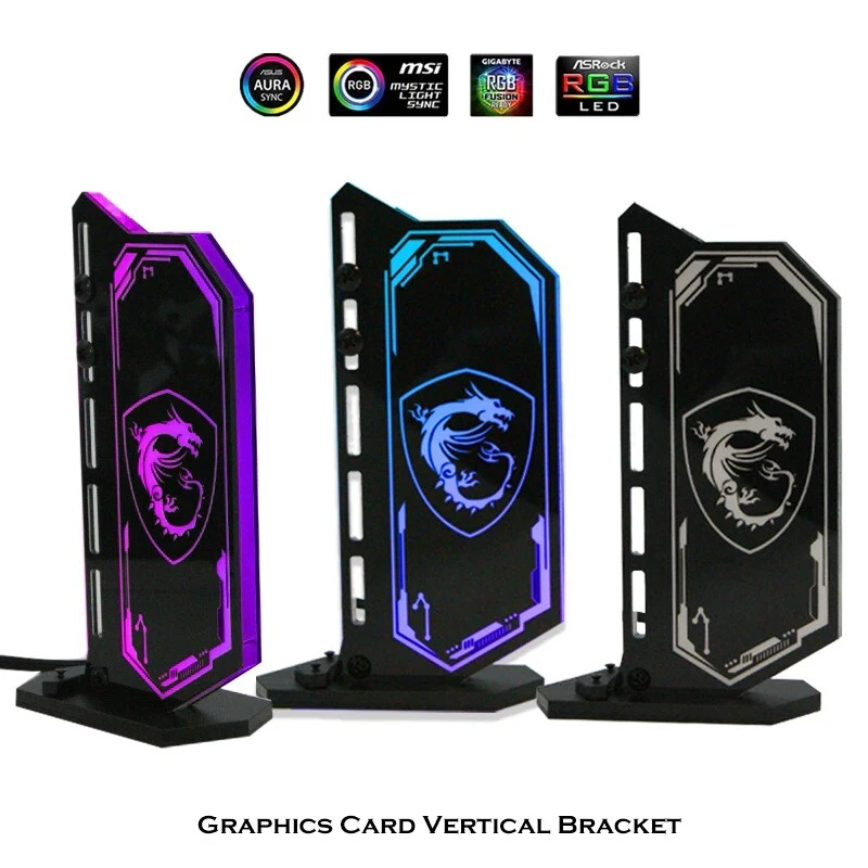 DIY Vertical GPU Bracket RGB Acrylic Graphics Card Holder,VGA Stand GPU  Support