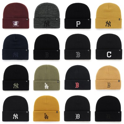 '47 Brand MLB Oversized Cuff Raised Embroidered Logo Beanie Warm Yarn Baseball