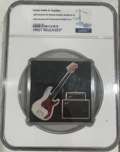 Fender Guitar & Amplifier 2023 Solomon Islands 1oz Silver Coins NGC Reverse PF70