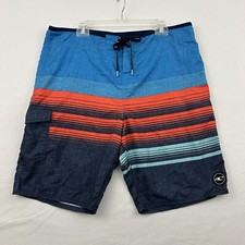 O'Neill Mens Board Shorts Size 38 Drawstring Multicolor Striped