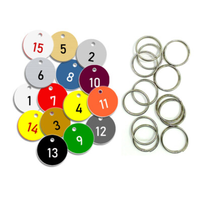 1x Schlüsselanhänger Zahlenmarken Marke Zahl Ø30mm Ring Gravur versch. Farben