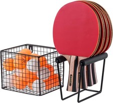 Black Metal Table Tennis Racket Holder  Ball Storage, Ping Pong Balls Organizer