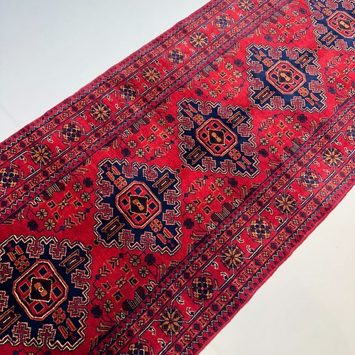 Handmade (3' x 10') Red Afghan Khal Mohammadi Wool Runner Rug for Hallway - Picture 7 of 10