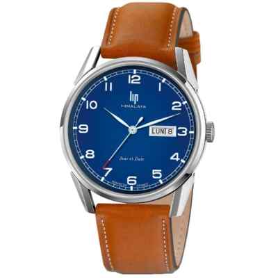 Lip Himalaya Classique 671705 Mens Brown Leather Strap Analog Dial Watch 40 mm