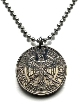 Germany Deutschland 1 Mark coin pendant German black eagle Berlin Hamburg 001136