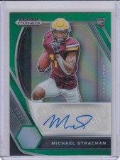 * MICHAEL STRACHAN * 2021 PRIZM GREEN REFRACTOR HOLO DRAFT PICKS AUTO RC