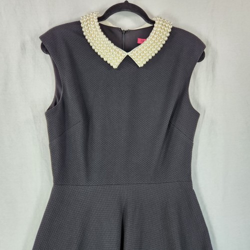 Betsey Johnson Etuikleid Perlenkragen ärmellos Größe 10 Damen schwarz Strick - Bild 4 von 12