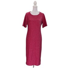 Karina Women Pink Shimmering Midi Cocktail Casual Evening Dress Sz 12