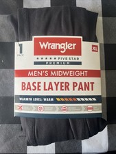 Mens Wrangler Midweight Base Layer Pants Black Size XL BRAND NEW IN PACKAGE