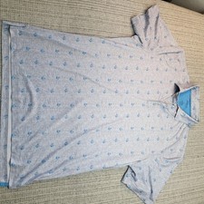 Johnnie-O Polo Shirt Mens Large Gray Cocktail Print Golf Short Sleeve Stretch