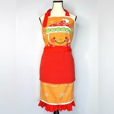 MU Kitchen Gingerbread Man Red Holiday Adjustable Apron Button-on Towel OS