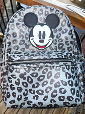 Disney Mickey Mouse Mini Backpack Gray/Black Leopard Print, One Size
